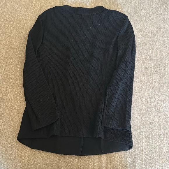 St. John Caviar Long Sleeve Texture Waffle Black Knit Blazer Jacket Size 10 - Picture 5 of 7